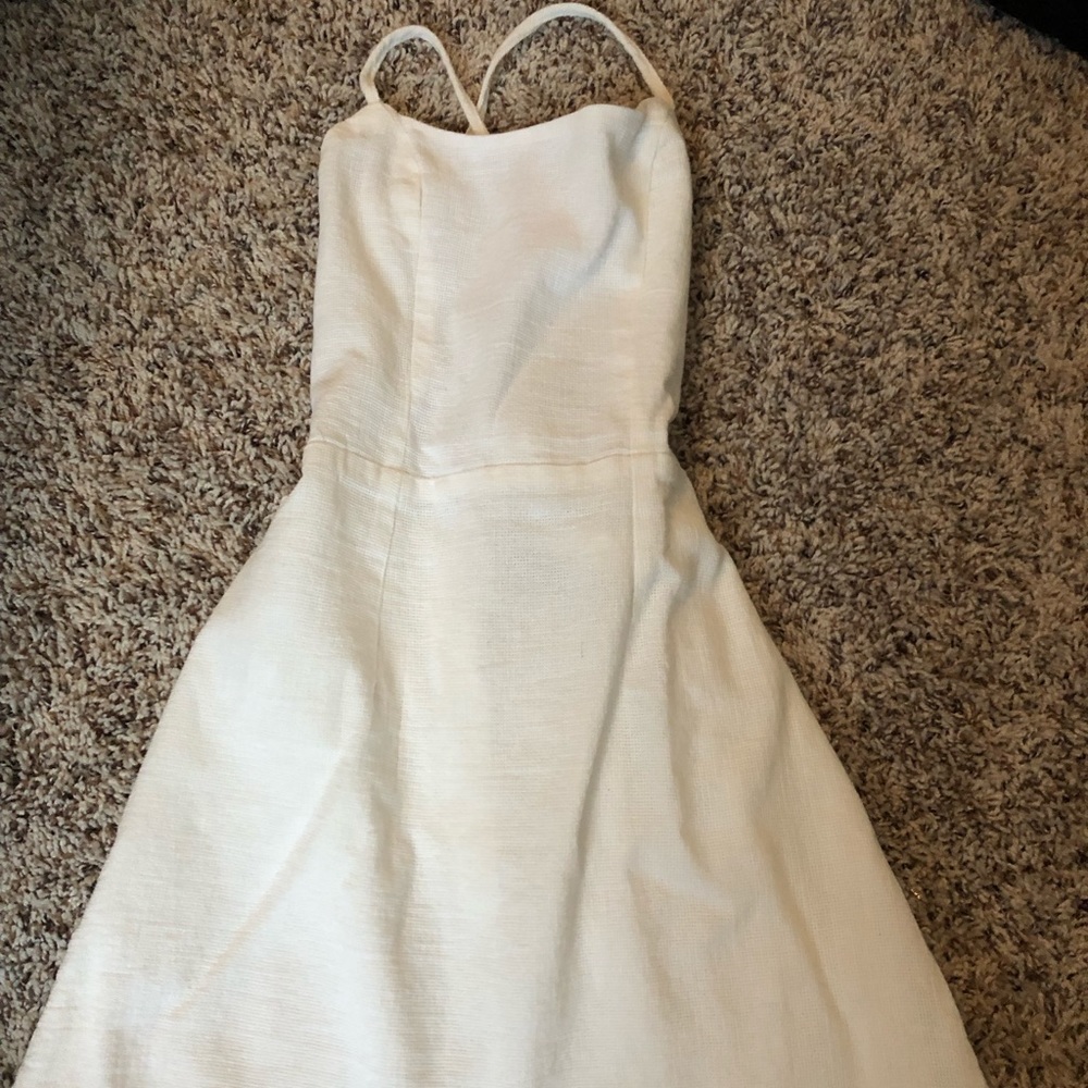 White fox strappy back mini dress